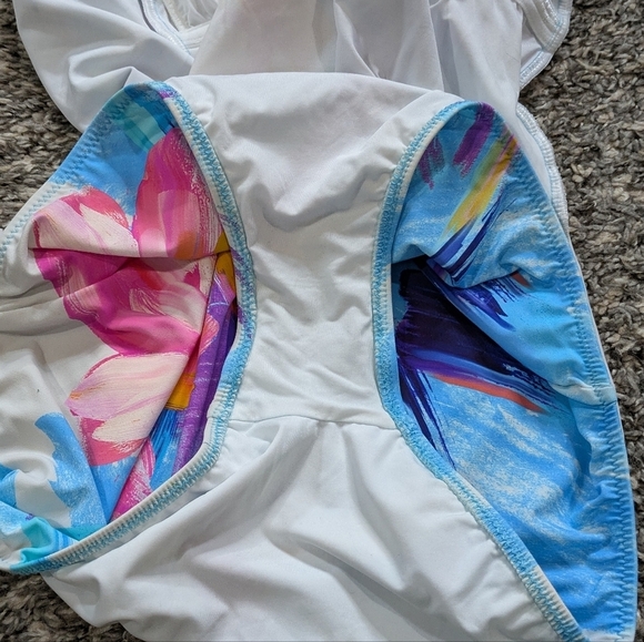 Gottex Blue Pink Colorful Floral Full Coverage One Piece Swimsuit 8 - Picture 7 of 12